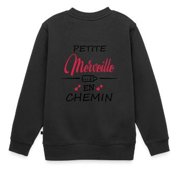 Petite Merveille en chemin - Sweat Premium enfant bio - noir - Dos - AI Model Kid Female (0cm)