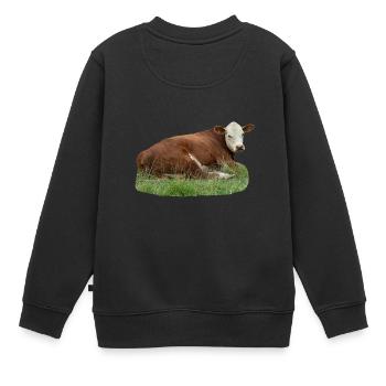 Vache - Sweat Premium enfant bio - noir - Dos - AI Model Kid Female (0cm)