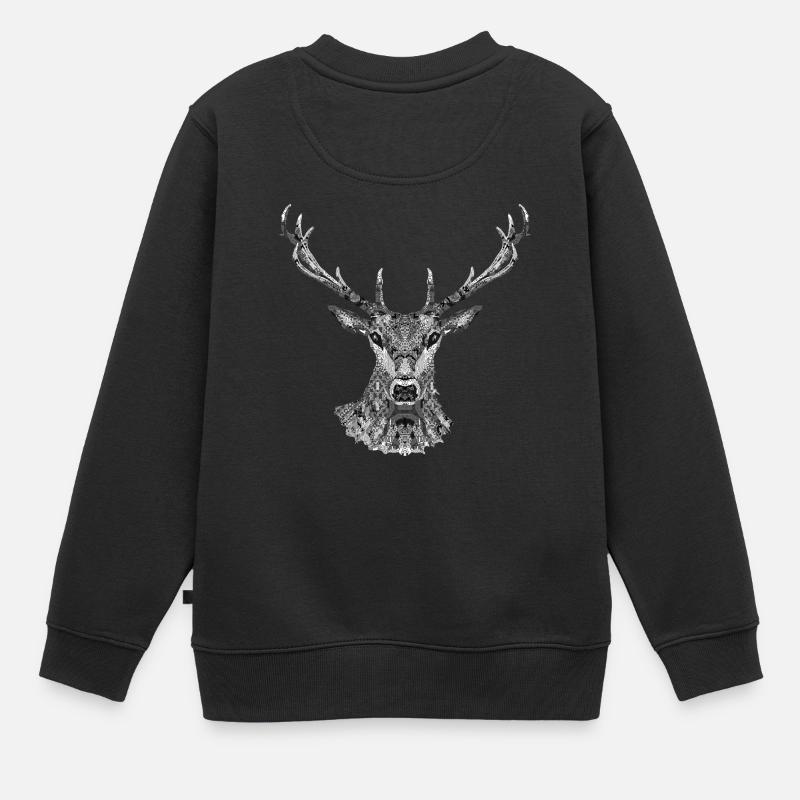 cerf - Sweat Premium enfant bio - noir