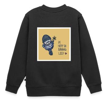 Bas allemand je t'aime - ik heff di bannig - Sweat Premium enfant bio - noir - Dos - AI Model Kid Female (0cm)