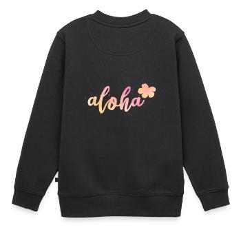 Aloha - Kinder Premium Organic Sweatshirt - Schwarz - Hinten - AI Model Kid Female (0cm)