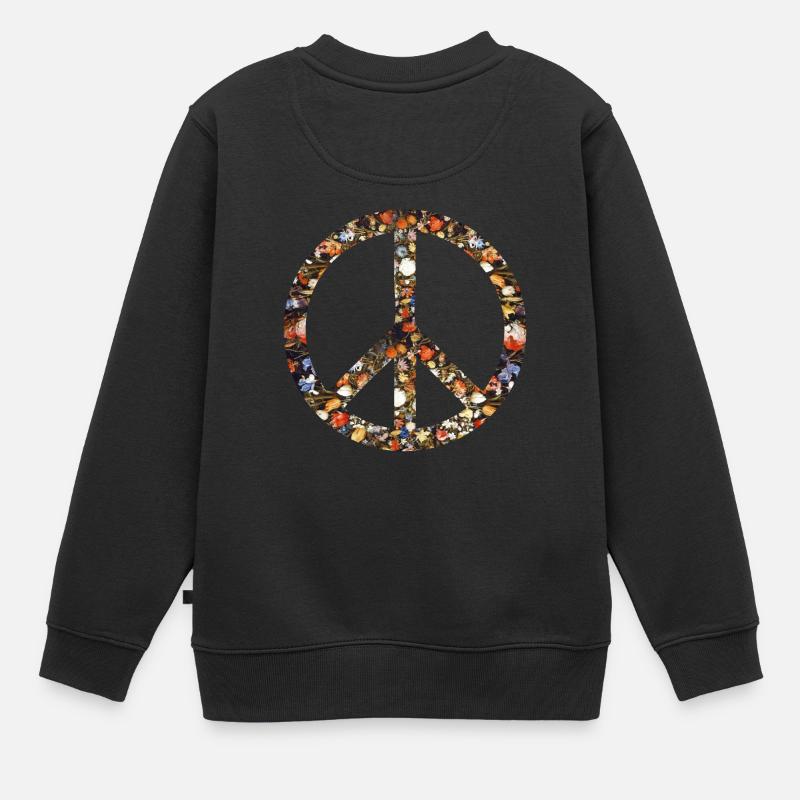 Peacezeichen Friedensbewegung Friedenssymbol Peace - Kinder Premium Organic Sweatshirt - Schwarz