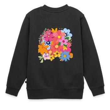 Bouquet de fleurs de printemps - Sweat Premium enfant bio - noir - Dos - AI Model Kid Female (0cm)