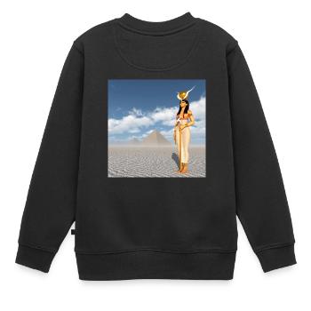 Déesse Hathor et pyramides - Sweat Premium enfant bio - noir - Dos - AI Model Kid Female (0cm)