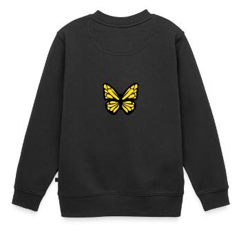 papillon jaune - Sweat Premium enfant bio - noir - Dos - AI Model Kid Female (0cm)
