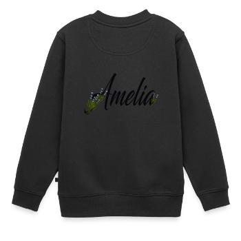 Amelia - Kinder Premium Organic Sweatshirt - Schwarz - Hinten - AI Model Kid Female (0cm)