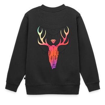 Hirschgeweih Schädel Lineart-Design - Kinder Premium Organic Sweatshirt - Schwarz - Hinten - AI Model Kid Female (0cm)