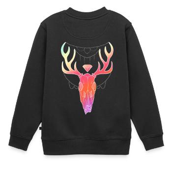 Hirschgeweih Schädel Lineart-Design - Kinder Premium Organic Sweatshirt - Schwarz - Hinten - AI Model Kid Female (0cm)