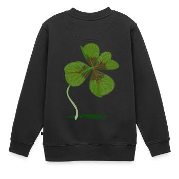 Kleeblatt - Kinder Premium Organic Sweatshirt - Schwarz - Hinten - AI Model Kid Female (0cm)