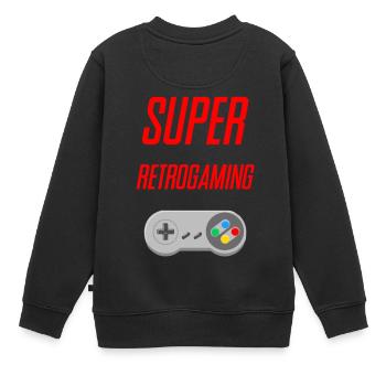 SUPER RETROGAMING - Sweat Premium enfant bio - noir - Dos - AI Model Kid Female (0cm)