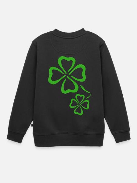 trèfle chance trèfle à quatre feuilles chance clover23 - Sweat Premium enfant bio - noir