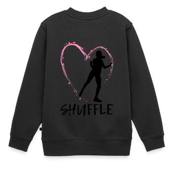 Liebe Shuffle Tanz - rosa Herz mit Tänzerin - Kinder Premium Organic Sweatshirt - Schwarz - Hinten - AI Model Kid Female (0cm)