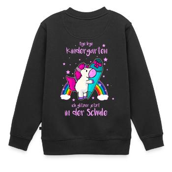 Einschulung Schuleinführung Schulkind Einhorn - Kinder Premium Organic Sweatshirt - Schwarz - Hinten - AI Model Kid Female (0cm)