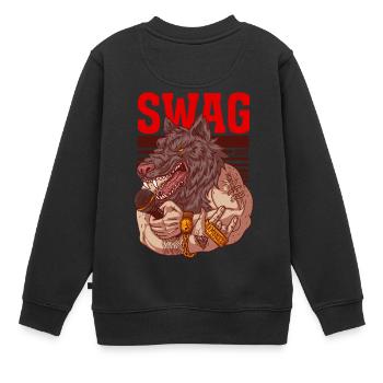 Rapper mit Wolfskopf und Tattoos - Kinder Premium Organic Sweatshirt - Schwarz - Hinten - AI Model Kid Female (0cm)