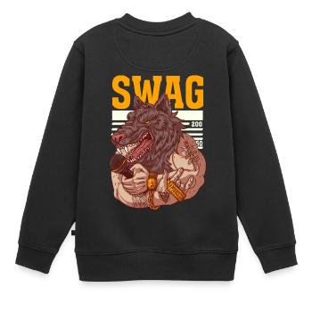 Rapper mit Wolfskopf und Tattoos - Kinder Premium Organic Sweatshirt - Schwarz - Hinten - AI Model Kid Female (0cm)