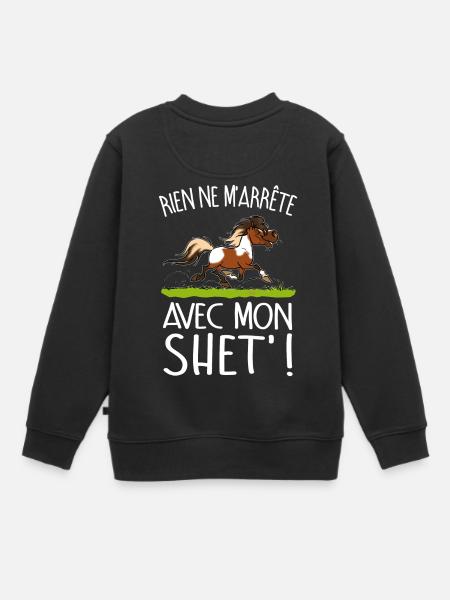Poney shet pie (texte blanc) - Sweat Premium enfant bio - noir