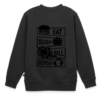 Eat Sleep Basketball Répétition - Jeux B-Ball - Sweat Premium enfant bio - noir - Dos - AI Model Kid Female (0cm)
