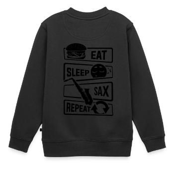 Eat Sleep Sax Répétition - saxophone saxophone Instrument - Sweat Premium enfant bio - noir - Dos - AI Model Kid Female (0cm)