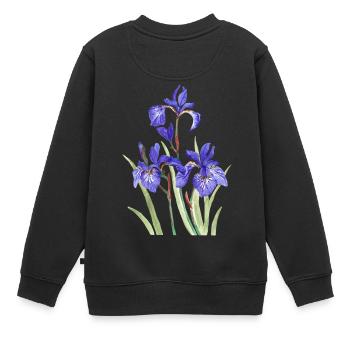 Lila Iris - Kinder Premium Organic Sweatshirt - Schwarz - Hinten - AI Model Kid Female (0cm)