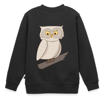 Eule Uhu Kauz - Kinder Premium Organic Sweatshirt - Schwarz - Hinten - AI Model Kid Female (0cm)