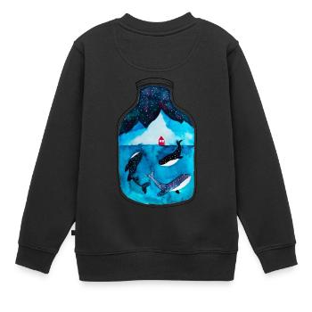 Souvenir de fjord de Norvège I baleines sous l'eau - Sweat Premium enfant bio - noir - Dos - AI Model Kid Female (0cm)