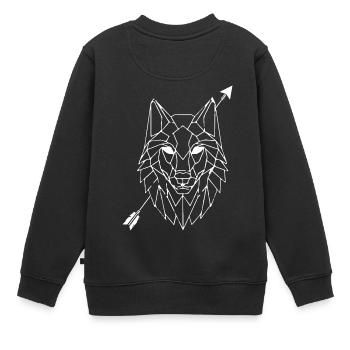 Wolf - Kinder Premium Organic Sweatshirt - Schwarz - Hinten - AI Model Kid Female (0cm)