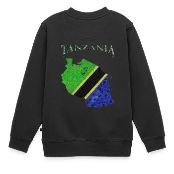 Carte drapeau de la Tanzanie - Sweat Premium enfant bio - noir - Dos - AI Model Kid Female (0cm)