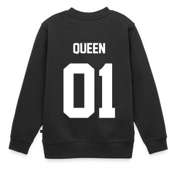 QUEEN WEIß - Kinder Premium Organic Sweatshirt - Schwarz - Hinten - AI Model Kid Female (0cm)