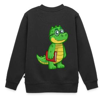 krokodil crocodile alligator animal tiere1 - Kinder Premium Organic Sweatshirt - Schwarz - Hinten - AI Model Kid Female (0cm)