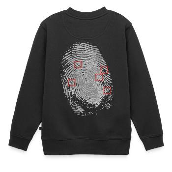 Empreintes digitales avec identification des caractéristiques. - Sweat Premium enfant bio - noir - Dos - AI Model Kid Female (0cm)