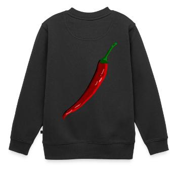 Chili,Pfeffer,scharf - Kinder Premium Organic Sweatshirt - Schwarz - Hinten - AI Model Kid Female (0cm)