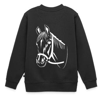 Pferdekopf - Kinder Premium Organic Sweatshirt - Schwarz - Hinten - AI Model Kid Female (0cm)