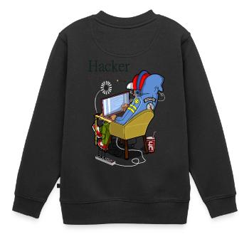Hacker - Kinder Premium Organic Sweatshirt - Schwarz - Hinten - AI Model Kid Female (0cm)