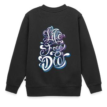 vivre libre ou mourir - Sweat Premium enfant bio - noir - Dos - AI Model Kid Female (0cm)