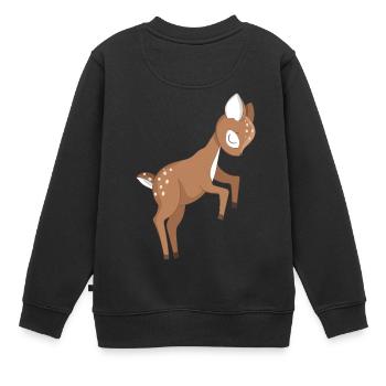 Chevreuil bébé animal - Sweat Premium enfant bio - noir - Dos - AI Model Kid Female (0cm)