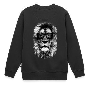 Lion de hipster - Sweat Premium enfant bio - noir - Dos - AI Model Kid Female (0cm)