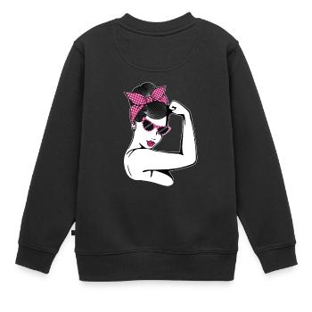 Retro Rockabilly Girl Cadeau - Sweat Premium enfant bio - noir - Dos - AI Model Kid Female (0cm)