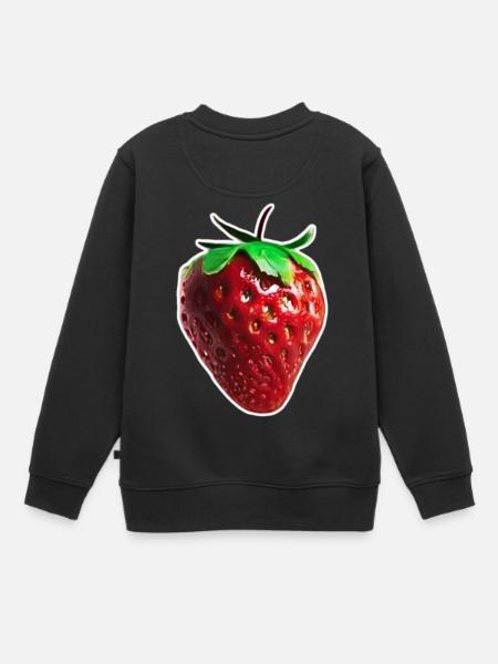 Jolie Fraise Rouge - Sweat Premium enfant bio - noir