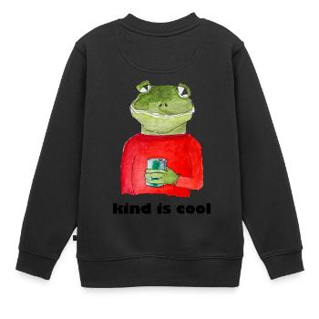 kind is cool - Frosch mit Dose gute Laune - Kinder Premium Organic Sweatshirt - Schwarz - Hinten - AI Model Kid Female (0cm)