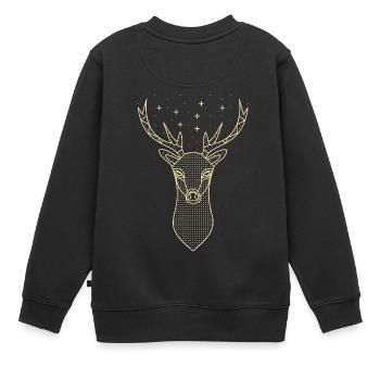Cerf Cerf Bois Étoiles - Sweat Premium enfant bio - noir - Dos - AI Model Kid Female (0cm)