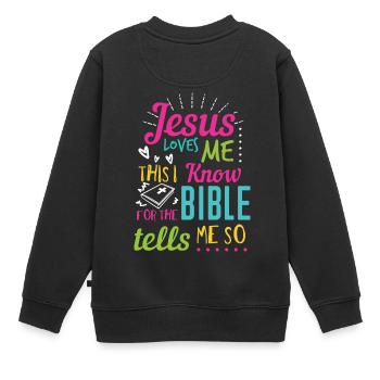 Jésus Design Oui Jésus m’aime Idée cadeau d’anniversaire - Sweat Premium enfant bio - noir - Dos - AI Model Kid Female (0cm)