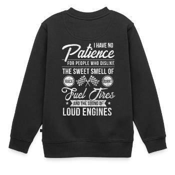 Lustiges Drag Racing No Patience Race verbrannt - Kinder Premium Organic Sweatshirt - Schwarz - Hinten - AI Model Kid Female (0cm)