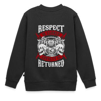 Bikers Quotes Loyalty wird Motorradfahrer zurückgegeben - Kinder Premium Organic Sweatshirt - Schwarz - Hinten - AI Model Kid Female (0cm)