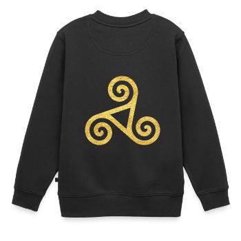Triskelel Symbole Celtique Triskelion Protection - Sweat Premium enfant bio - noir - Dos - AI Model Kid Female (0cm)