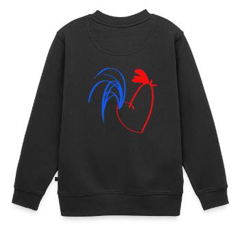 coq bleu blanc rouge - Sweat Premium enfant bio - noir - Dos - AI Model Kid Female (0cm)