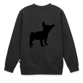 FRANZÖSISCHE BULLDOGGE SCHATTEN - Kinder Premium Organic Sweatshirt - Schwarz - Hinten - AI Model Kid Female (0cm)