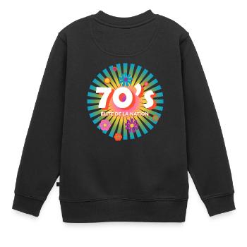 Elite 70s Nation Logo - Kinder Premium Organic Sweatshirt - Schwarz - Hinten - AI Model Kid Female (0cm)