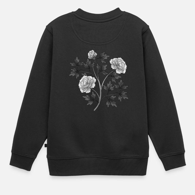 Fleurs - Sweat Premium enfant bio - noir