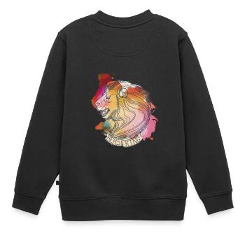 lion aquarelle - Sweat Premium enfant bio - noir - Dos - AI Model Kid Female (0cm)