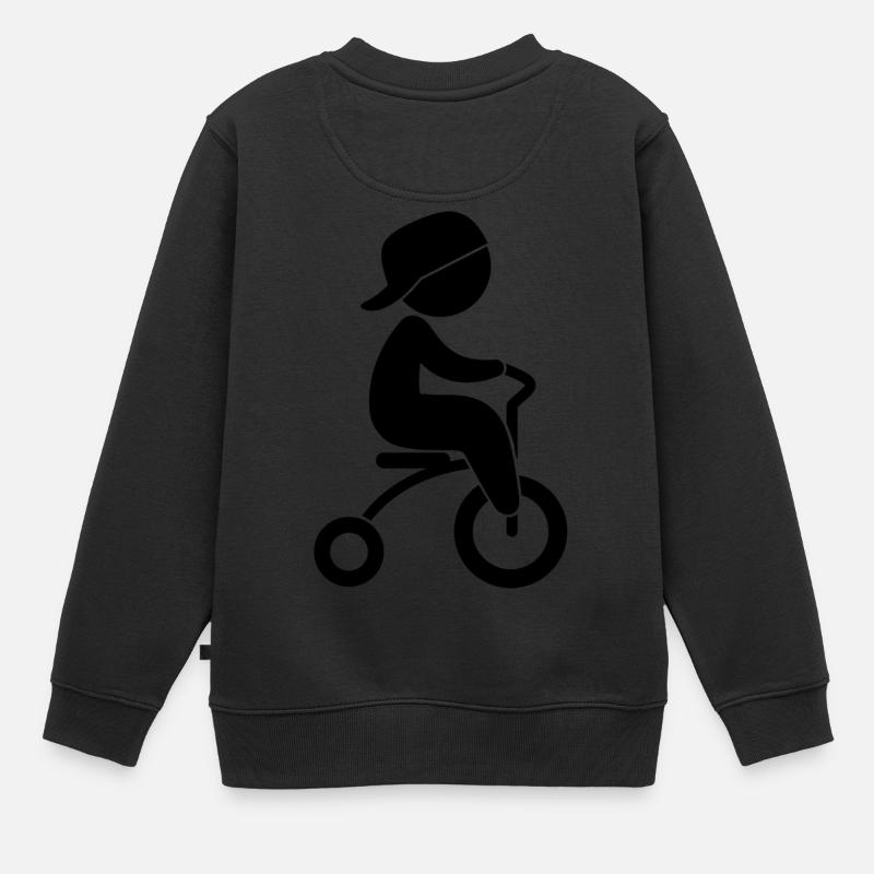 Garçon qui monte son tricycle - Sweat Premium enfant bio - noir